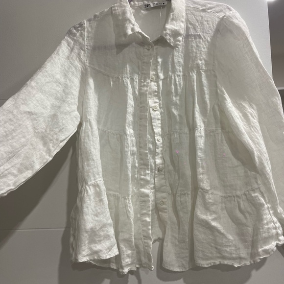 Zara Cream Button Down Casual Shirt - Picture 4 of 7